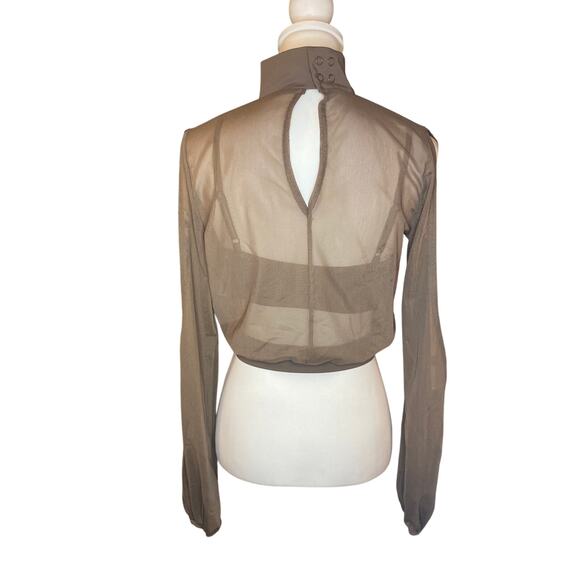Balera PerformanceSpliced Sleeve Crop Top Brown Size Medium - Picture 3 of 9